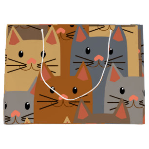 Cute Cats Colorful Cat Face Collage Large Gift Bag