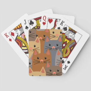 Cute Cats Colorful Cat Face Collage Playing Cards