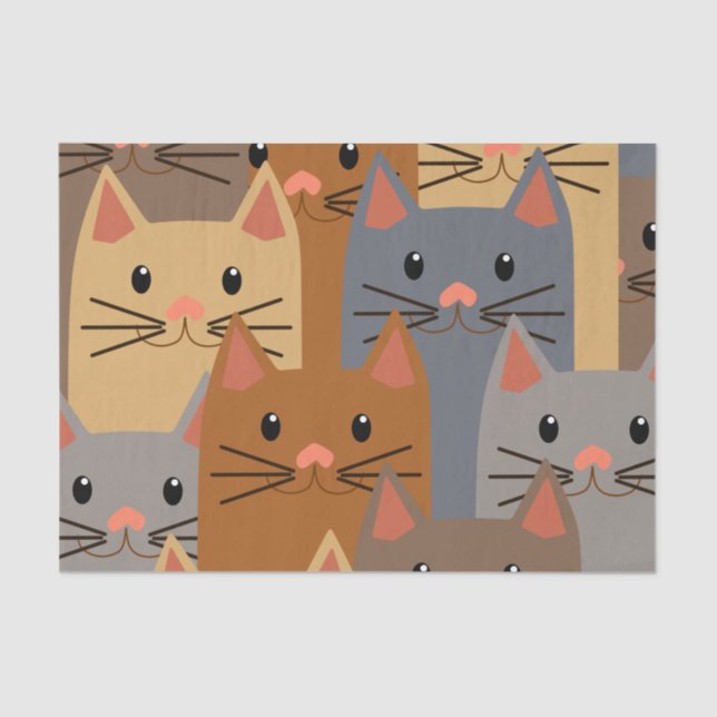 Cute Cats Colourful Cat Face Collage Tissue Paper (Front)