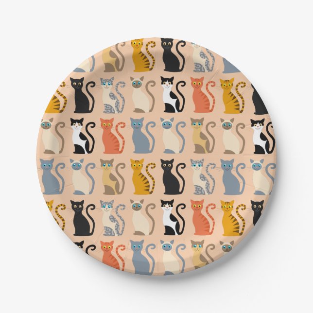 Cute Cats Colourful Paper Plate (Front)