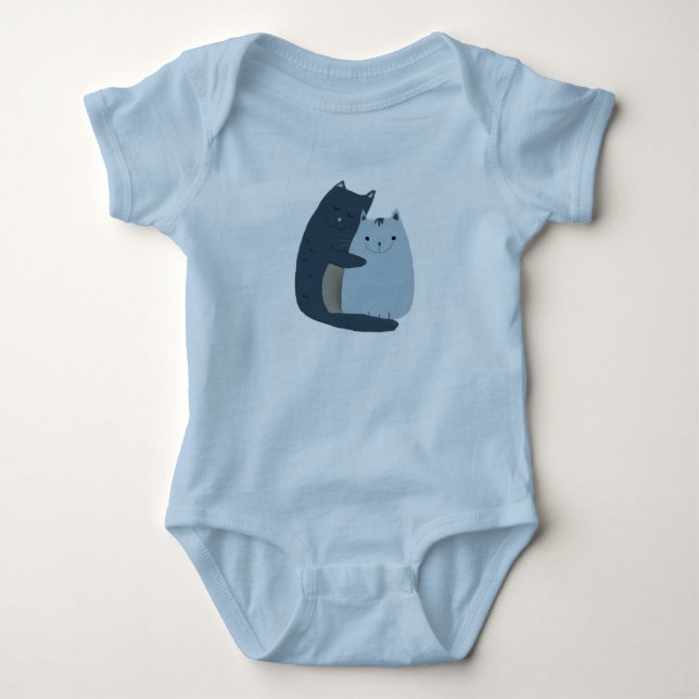 Cute Cats Cuddling Baby Bodysuit (Front)