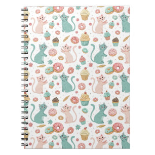 Cute Cats & Cupcakes Pattern - Kawaii Kitten Art Notebook