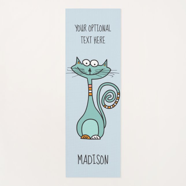 Cute Cats custom name & colour yoga mat (Front)
