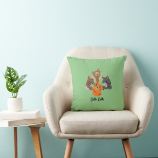 Cute Cats Design on Pillow: Throw Pillow