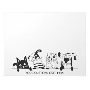Cute Cats & Dogs custom text notepads