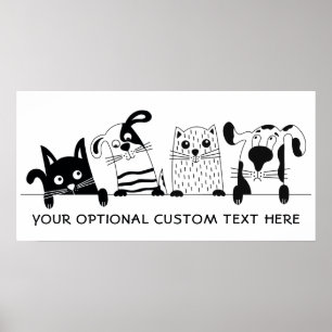 Cute Cats & Dogs custom text poster