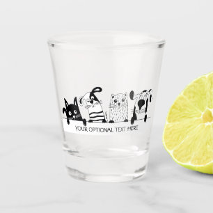 Cute cats & Dogs custom text shot glass