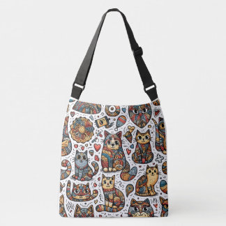 Cute Cats Doodle Cross Body Bag