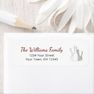 Cute Cats Drawing Festive Kitties Return Address