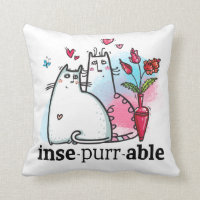 Cute Cats Drawing Romantic feline Pun Insepurrable