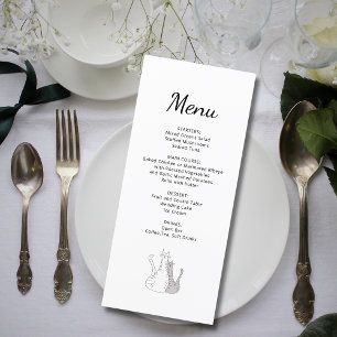 Cute Cats Drawing Simple Wedding Reception Menu