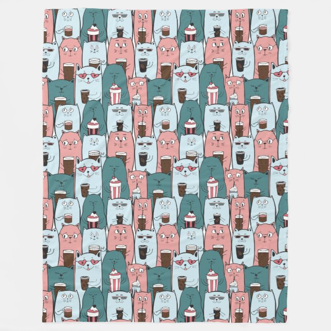 Cute Cats Fleece Blanket (Front)