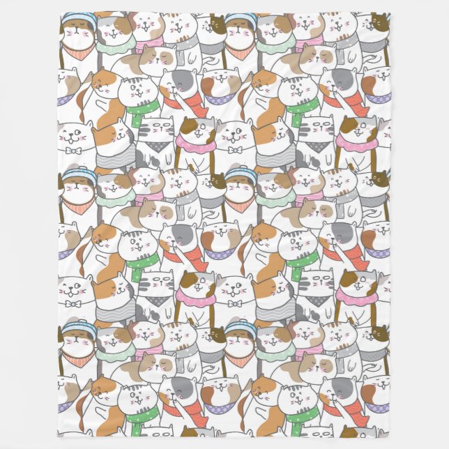 Cute Cats Fleece Blanket (Front)