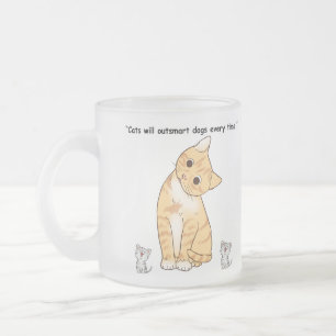 cute cats frosted glass coffee mug