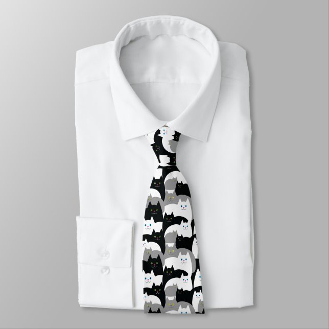 Cute Cats Funny Cat Lover Tie (Tied)