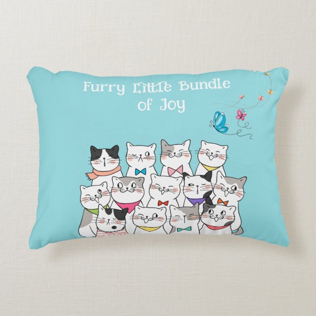 Cute Cats , Furry little Bundle of Joy, Modern Decorative Cushion (Front)