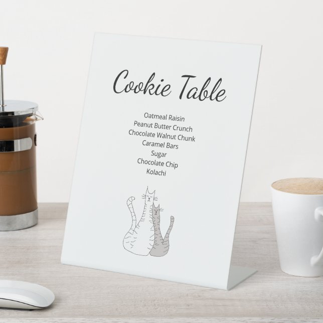Cute Cats Gender Neutral Cookie Table Baby Shower  Pedestal Sign (In SItu)