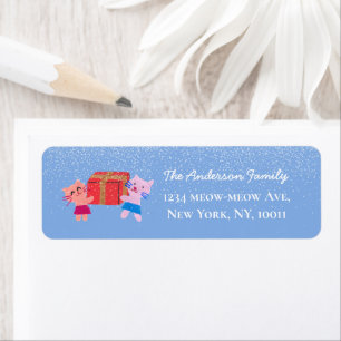 Cute cats gifts moss blue xmas return address