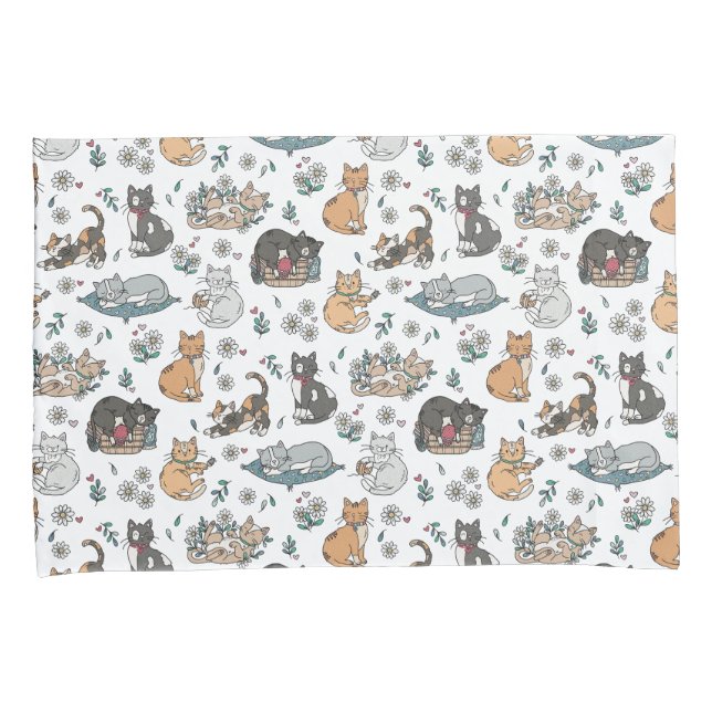 Cute Cats Girls Kitten Pillow Case Set (Front-Right)