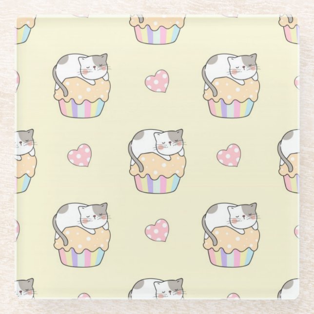 Cute Cats Glass Coaster (Front)