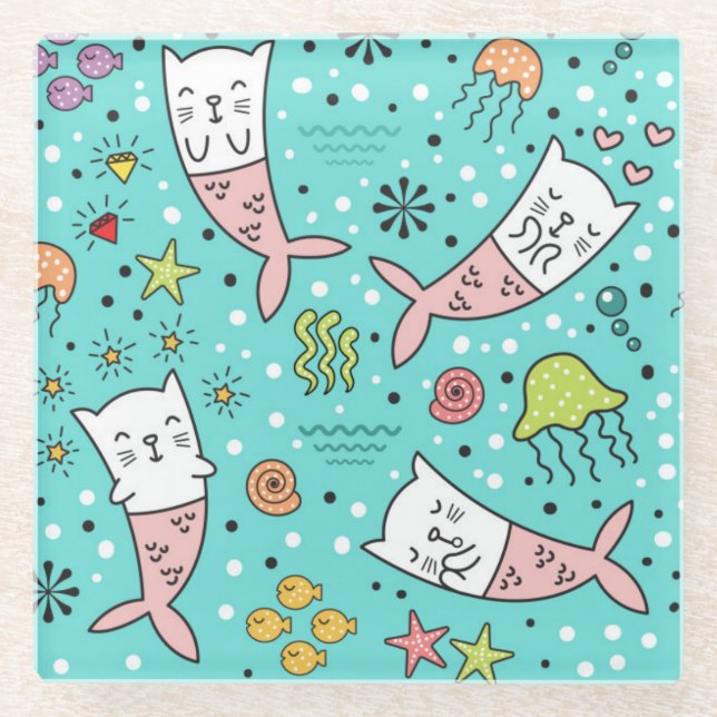 Cute Cats Glass Coaster (Front)