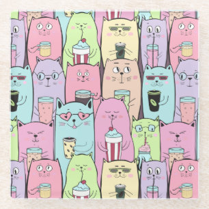 Cute Cats Glass Coaster