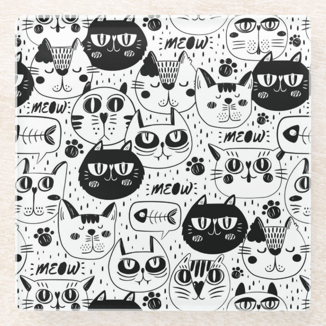Cute Cats Glass Coaster (Front)