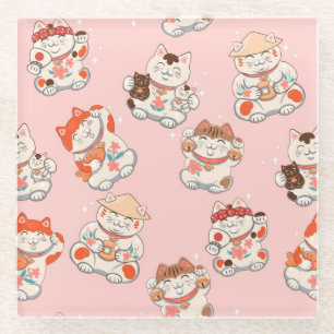 Cute Cats Glass Coaster