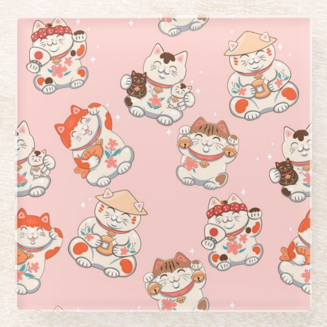 Cute Cats Glass Coaster (Front)