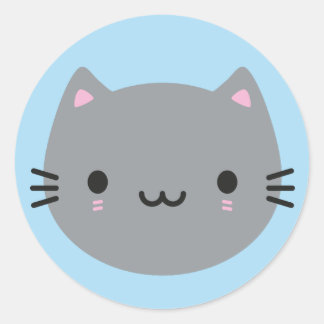 Cute Cats - Grey Kawaii Kitten Classic Round Sticker