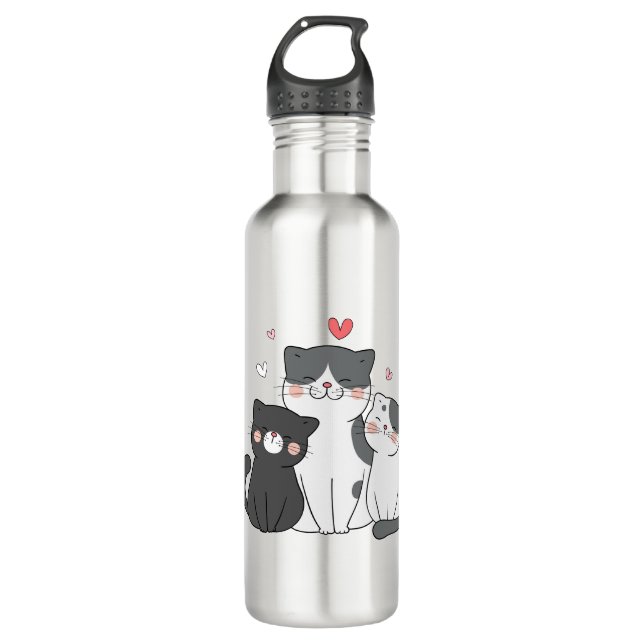 cute cats group | cat lover design | buy now  710 ml water bottle (Front)