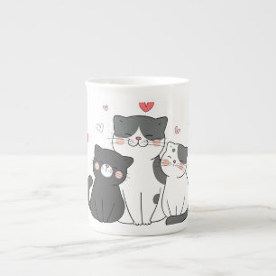 cute cats group   cat lover design   buy now  bone china mug