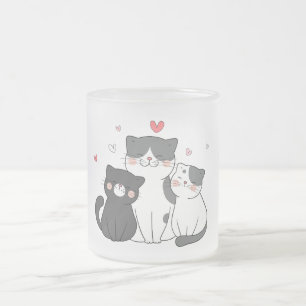 cute cats group cat lover design buy now frosted glass coffee mug
