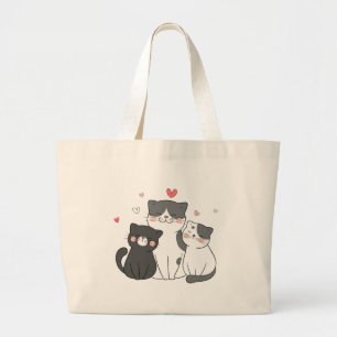 cute cats group cat lover design buy now large tote bag