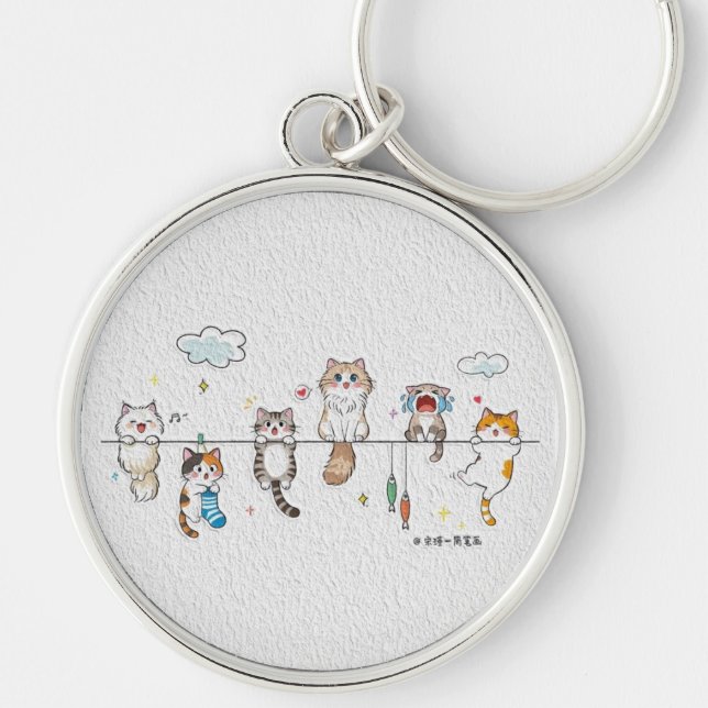 Cute Cats Hanging Keychain (Front)
