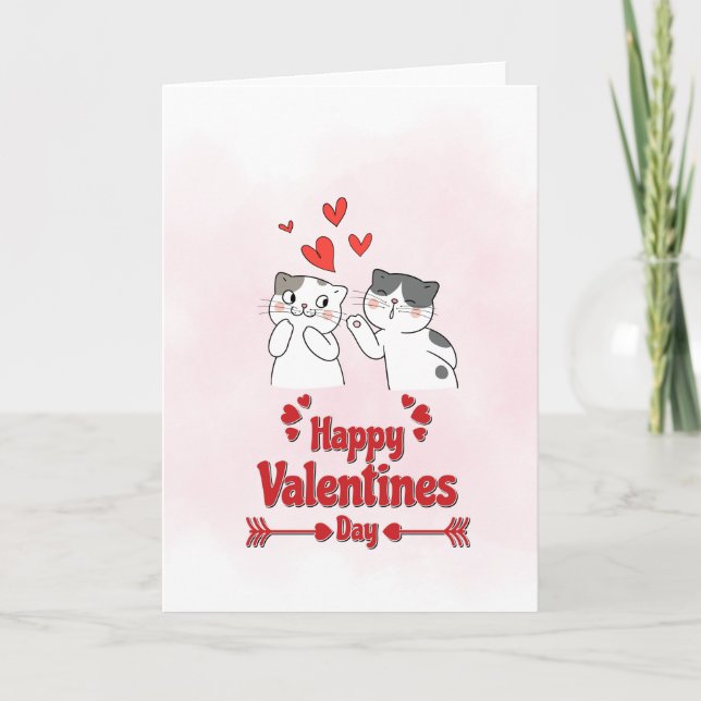 Cute Cats Happy Valentine’s Day Card – Sweet Love (Front)