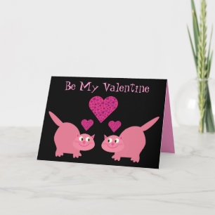 Cute Cats & Hearts Be My Valentine Lesbian Holiday Card