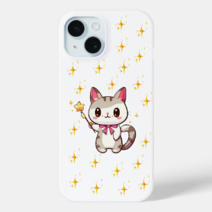 Cute Cats Holding Magic Wand Heart Stars  iPhone 15 Case