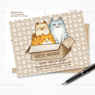 Cute cats illustration moving announcement