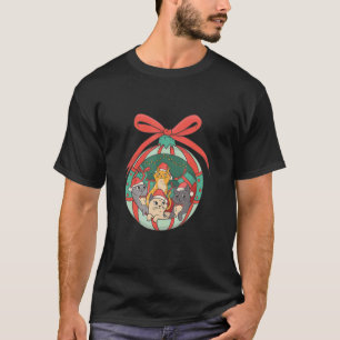 Cute cats in a Christmas bauble with hats Christma T-Shirt