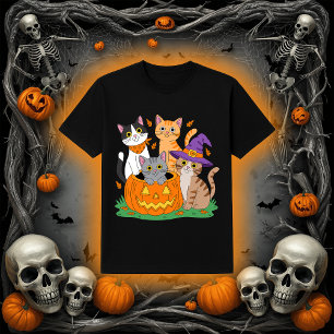 Cute Cats in a Pumpkin Halloween Cat Mom T-Shirt