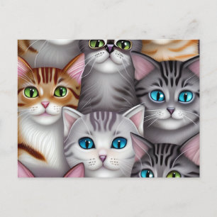 Cute Cats in a Variety of Colours Postcard