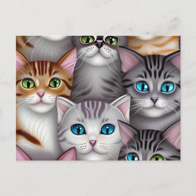Cute Cats in a Variety of Colours Postcard (Front)