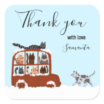 Cute Cats in car Winter Birthday Baby Gift