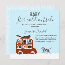 Cute Cats in car Winter Cold Baby Shower