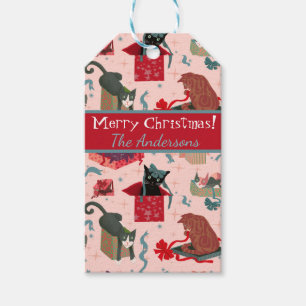 Cute Cats In Christmas Boxes Personalised  Gift Tags