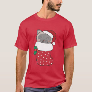 Cute Cats In Christmas Sock For Christmas Cat retr T-Shirt