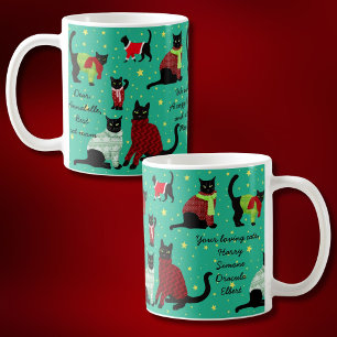 Cute Cats in Christmas Sweaters Personalised Two-Tone Coffee Mug