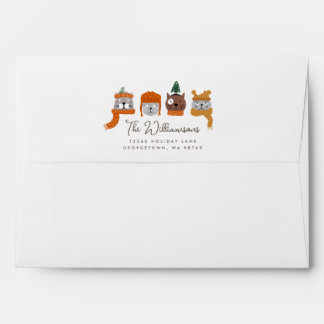Cute Cats in Cosy Knits Pattern Return Address Envelope