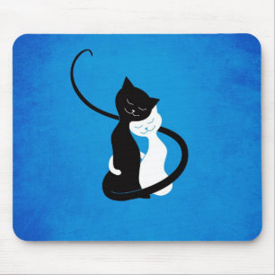 Cute Cats In Love Blue Cat Lover Mouse Mat